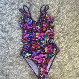 Cupshe Floral One Piece Swimsuit - Purple and Pink